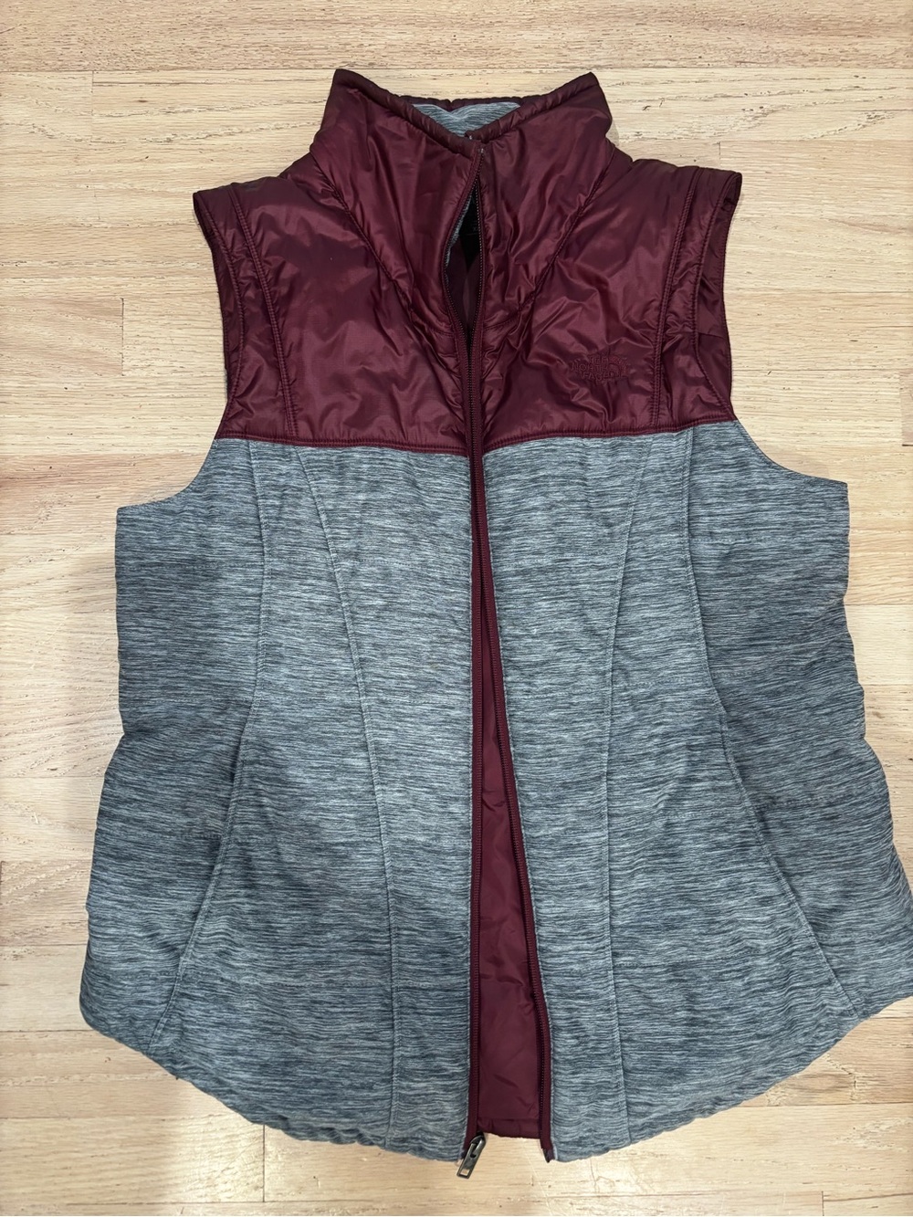 The North Face Women's Quilted Two-Tone Vest - Gray and Burgundy